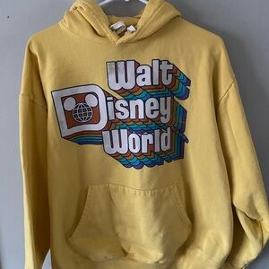Vintage‎ Yellow Walt Disney World Hoodie adult size L retro